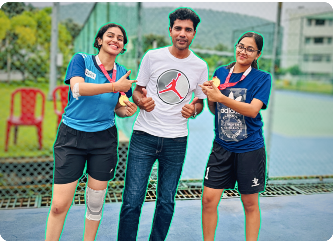 A Celebratory Group Shot of Gold Medal Winners With Coach Ishwar Bhati of IB Sports Academy at Special Olympic Bharat Showcasing Their Medals at National Championship in Odisha.